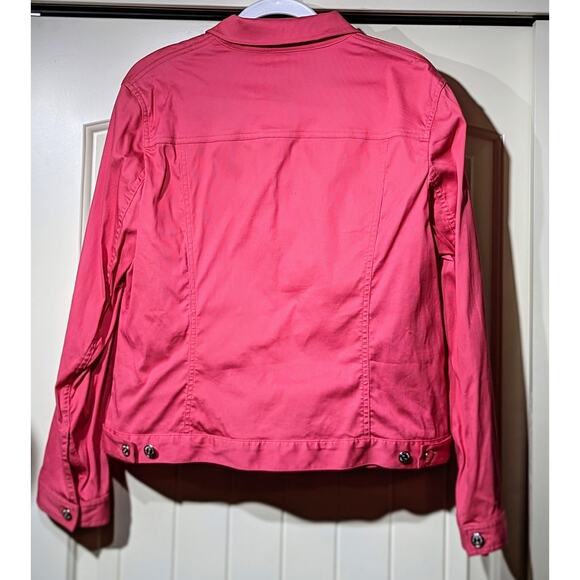 Jones New York Signature Pink/Salmon Cotton Stretch Button Up Jacket Womens Sz L - Picture 2 of 15